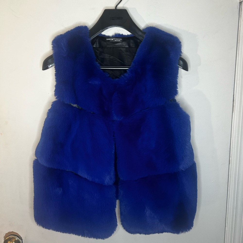 Blue Faux Fur Vest